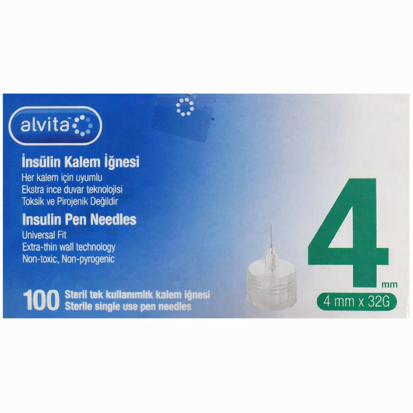 Alvita Fine İnsülin Kalem İğnesi 4 mm x 32 g